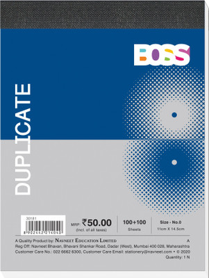 NAVNEET BOSS Regular Duplicate Books Unruled 200 Pages(Multicolor, Pack of 3)