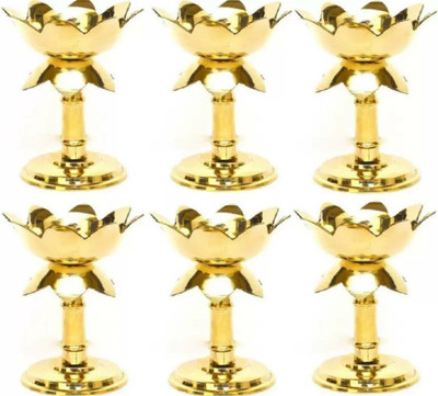 Magic's Max Brass (Pack of 6) Table Diya Set(Height: 5 inch)