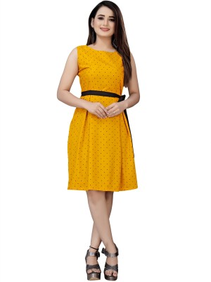 Hiral Creation Women A-line Yellow Dress