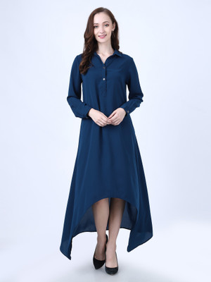 My Swag Women High Low Blue Ankle Length Dress