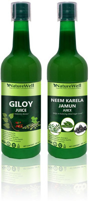 Naturewell Ultra Giloy/Neem Karela Jamun for Building Immunity and Digestion Booster /Pack of 2(Pack of 2, 1000 ml)