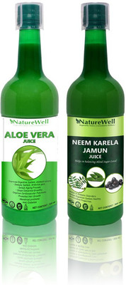 Naturewell Ultra Aloevera/Neem Karela Jamun for Building Immunity and Digestion Booster /Pack of 2(2 x 500 ml)