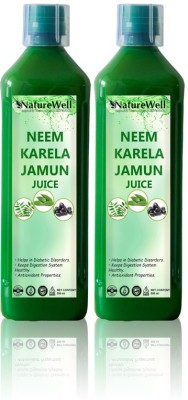 Naturewell Ultra Neem, Karela, Jamun, Juice Help Balance Sugar Naturally. (PACK OF 2)(1000 ml)