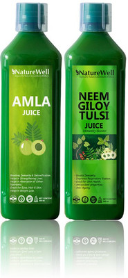 Naturewell Ultra Amla/Neem Giloy Tulsi for Building Immunity and Digestion Booster Natural (Combo) Natural(Pack of 2, 1000 ml)