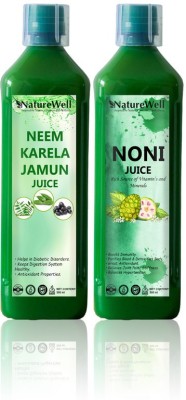 Naturewell Ultra Neem Karela Jamun/Noni for Building Immunity and Digestion Booster Natural (Combo)(2 x 500 L)