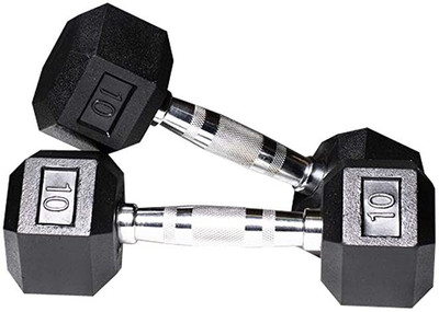 HACKERX Dumbbells 20kg Rubber Coated Professional Hex Dumbbell Set Fixed Weight Dumbbell Fixed Weight Dumbbell(20 kg)