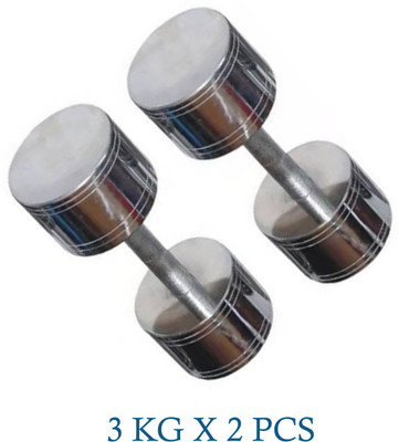 LCARNO Steel Dumbbells 3 KG X 2 (Total Weight 6KG) , Each Fixed Weight Dumbbell(3 kg)