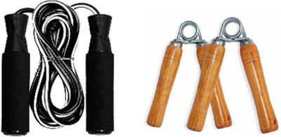 VATSMART COMBO SKIPPING ROPE AND 2PC WOODEN HAND GRIP Fitness Accessory Kit Kit