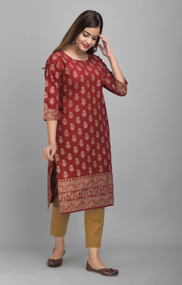 81% OFF on PANKHIL Women Printed Straight Kurta(Maroon) 81% OFF on PANKHIL Women Printed Straight Kurta(Maroon)