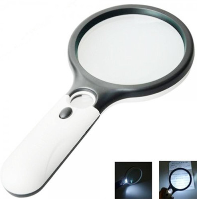 Anvey Magnifying Glass with 3 Led Light, 3X & 45X Handheld Magnifying Glass for Reading, Jewellery Loupe, Magnifying Glass for Kids, Reading Magnifying Glass Lens, Magnifying Glasses 3X & 45X LED MAGNIFIER(White)