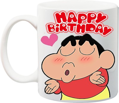 Stylotrendz Special Red Print Happy Birthday Shinchan Style Ceramic Coffee Mug(325 ml)