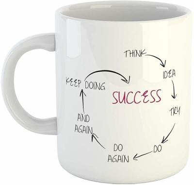 KriSo Think to Success Motivational Quote Printed Ceramic Coffee Mug(330 ml)