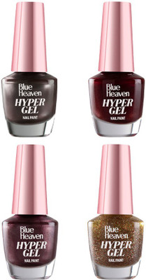 BLUE HEAVEN Hyper Gel Expresso sparkle, Plum Flash, Mocha, Magic, Limelight Gold(Pack of 4)