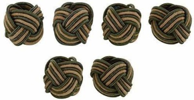 InsTook Cotton Cord Handmade Napkin Ring Holder Set (Green and Brown) -Pack of 6