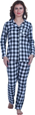 9 impression Women Checkered Black Shirt & Pyjama set