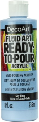 DecoArt FluidArt - Ready-to-Pour Acrylic Paint - 236 ML (8 Oz) Bottle - Sky Blue (12)(Set of 1, Sky Blue)