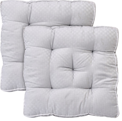 KUBER INDUSTRIES Microfibre Solid Chair Pad Pack of 2(White)