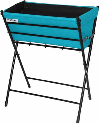 Vegtrug Poppy Vegetable and Herb Easy to Move Handy Portable Garden Planter with Felt Liner (Blue) Plant Container Set(Metal)