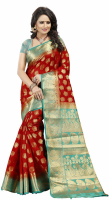 FAB WOVEN Self Design Bollywood Art Silk Saree(Red)