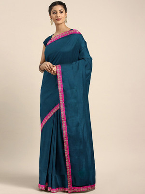 Shavya Self Design Bollywood Silk Blend Saree(Green)