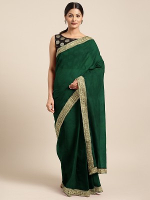 Sangria Embellished Bollywood Cotton Silk Saree(Green)