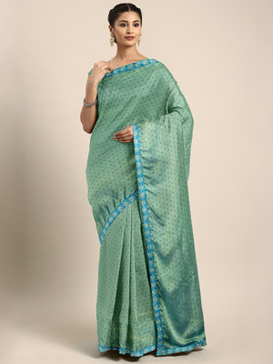 Shavya Self Design Bollywood Silk Blend Saree(Light Green)