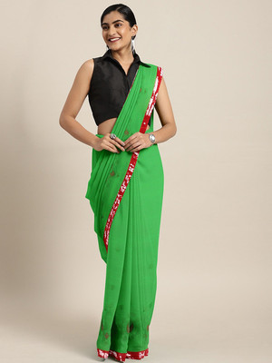 Shavya Self Design Bollywood Georgette Saree(Green)