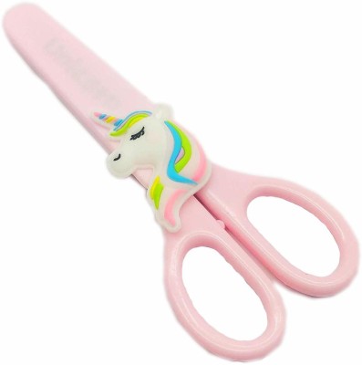Ajauni Unicorn Student Safety Art Scissors with Protective Cover (Pack of 2) Scissors(Set of 2, Pink)
