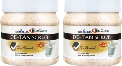 GEMBLUE BIOCARE De Tan Scrub For TAn Removal Enriched with Milk and Honey Extract,500ml PACK OF 2 Scrub(500 ml)