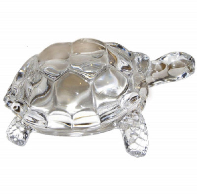 NAVYAKSH Raviour Lifestyle Vastu Feng Shui Crystal Turtle Tortoise for Good Luck Feng Shu Decorative Showpiece  -  4 cm(Crystal, White)
