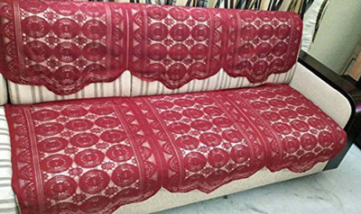 Style your home Polycotton Geometric 3 Seater Sofa Cover(Maroon Pack of 2)