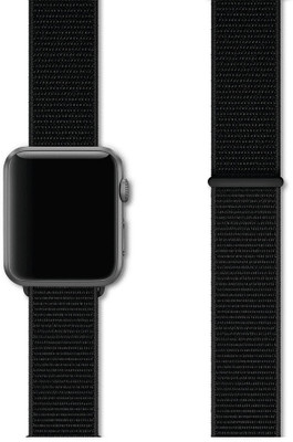 DailyObjects Black Nylon WatchBand (38/40mm) Smart Watch Strap(Black)