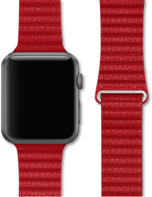 DailyObjects Red Leather Loop WatchBand (38/40mm) Smart Watch Strap(Red)