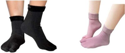 Bracevor Winter Socks Velvet Thermal Thumb Warm Ankle Calf length Feather Fleece Fur Stretchy Elastic Socks For Men,Women,Girls and Boys Unisex Socks Men & Women Solid Ankle Length(Pack of 2)