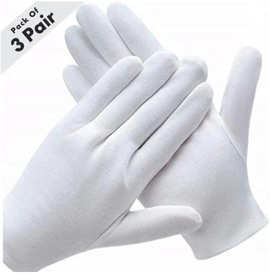 ASC Cotton Hand Gloves Pack of 3 Inner gloves Wicket Keeping Gloves(White)