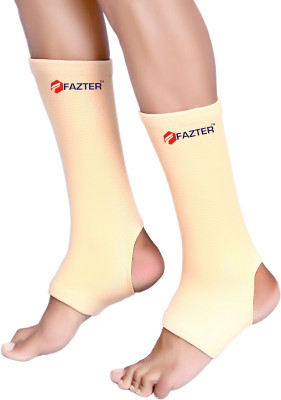 FAZTER 4D Unisex Stretchable Compression Ankle Brace Sleeves For Joint Pain Relief (Pair) Ankle Support(Beige)