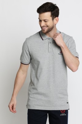 VAN HEUSEN Solid Men Polo Neck Grey T-Shirt