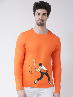 FRISKERS Printed Men Round Neck Orange T-Shirt