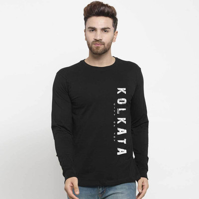 BRATMA Printed Men Round Neck Black T-Shirt