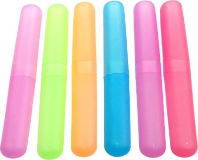 yatin enterprise (pack of 6) Anti-Bacterial Toothbrush Cover Plastic Toothbrush Holder(Multicolor, Wall Mount)