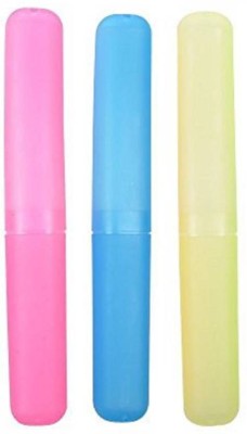Kreya Enterprise (SET OF 3) Tooth brush Cap, Caps, Cover, Covers, Case, Holder, Cases, travel, home use Plastic Toothbrush Holder(Multicolor, Wall Mount)