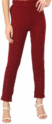 TNQ Slim Fit Women Maroon Trousers