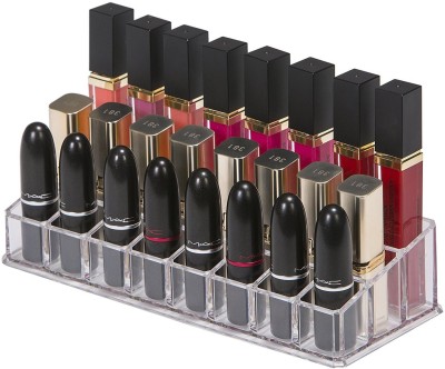 inovera Plastic 24-Compartment Makeup/Lipstick Storage Holder Organiser Cosmetic Makeup Organizer Vanity Box(Transparent)