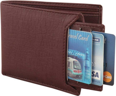 Mahboob Men Brown Artificial Leather Card Holder(6 Card Slots)