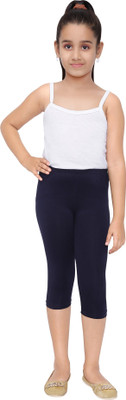 Robinbosky Capri For Girls Casual Solid Cotton Lycra Blend(Blue Pack of 1)