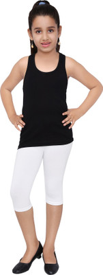 Robinbosky Capri For Girls Casual Solid Cotton Lycra Blend(White Pack of 1)