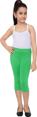 Robinbosky Capri For Girls Casual Solid Cotton Lycra Blend(Green Pack of 1)