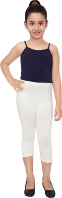 Robinbosky Capri For Girls Casual Solid Cotton Lycra Blend(White Pack of 1)