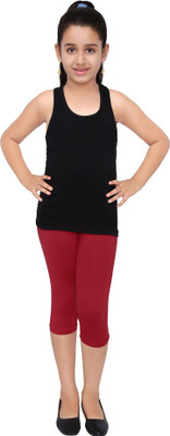 Robinbosky Capri For Girls Casual Solid Cotton Lycra Blend(Red Pack of 1)