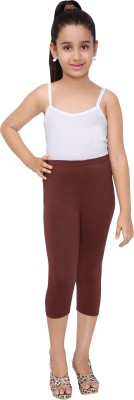 Robinbosky Capri For Girls Casual Solid Cotton Lycra Blend(Maroon Pack of 1)